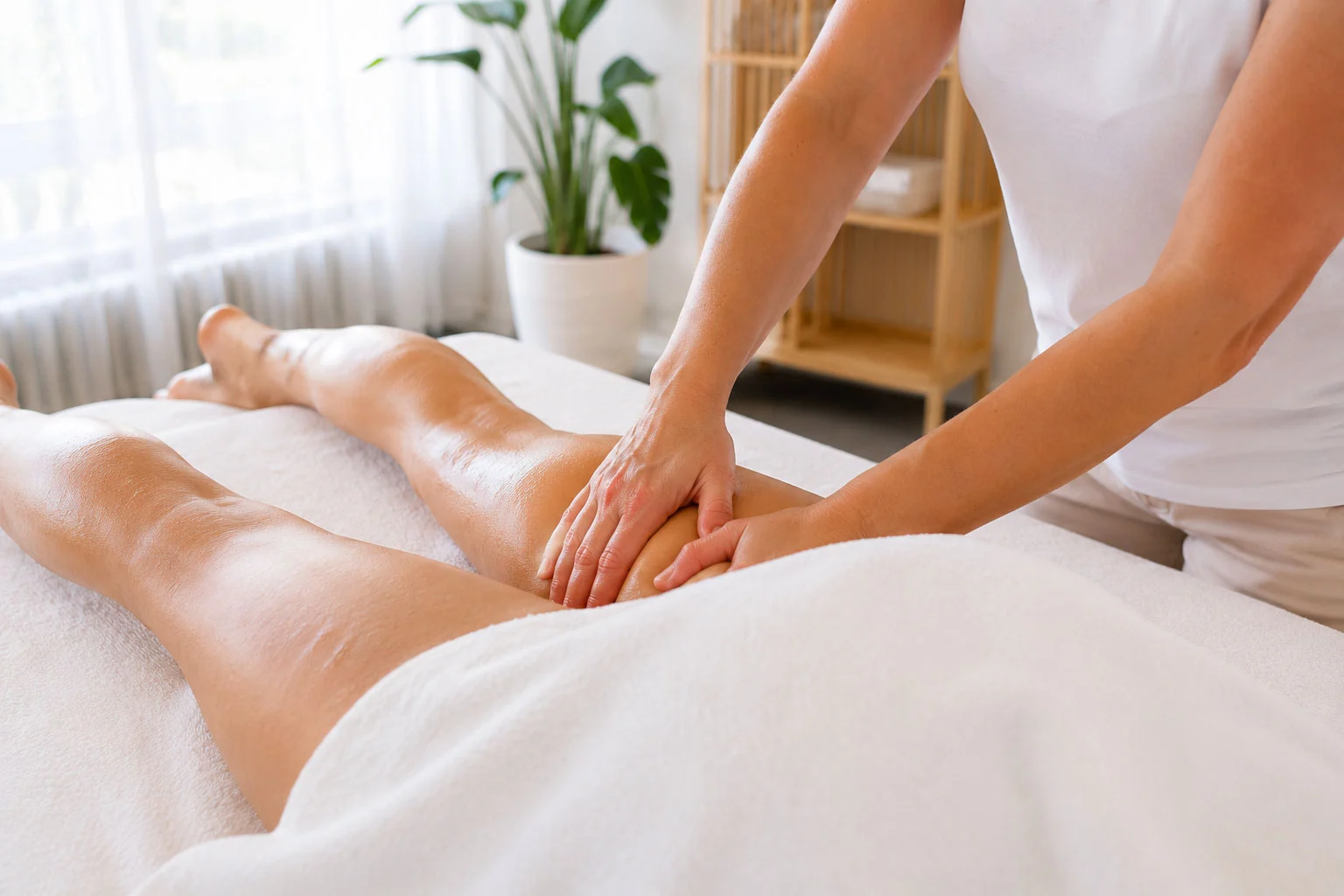 Sanfte Lymphdrainage am Bein – Massage Zentrum Rümlang